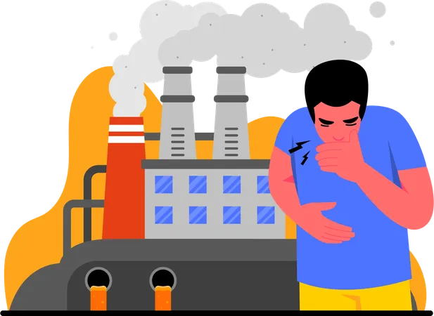 Factory smoke causing air pollution  イラスト