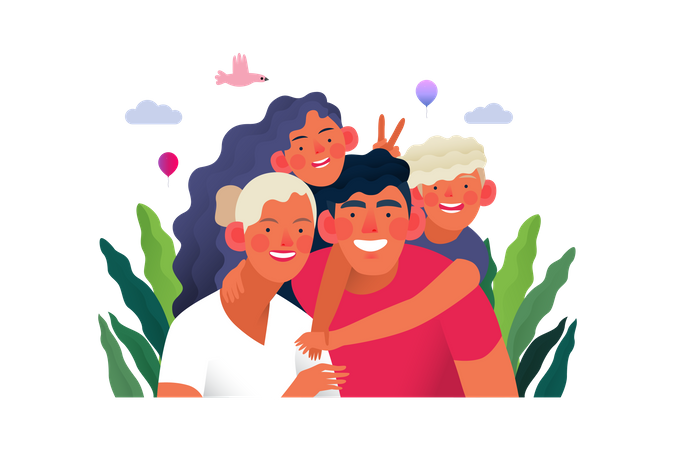 Familia alegre  Ilustración