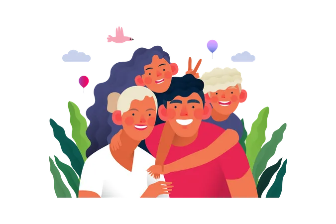 Familia alegre  Ilustración