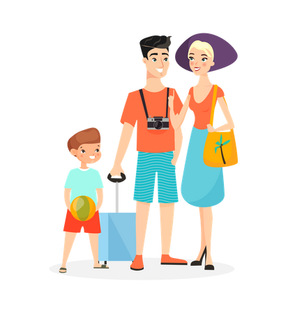 Familia de vacaciones  Ilustración