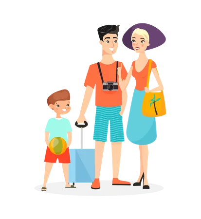 Familia de vacaciones  Ilustración