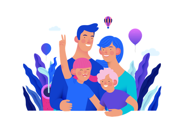 Familia feliz  Ilustración