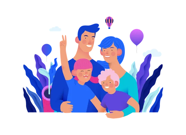 Familia feliz  Ilustración