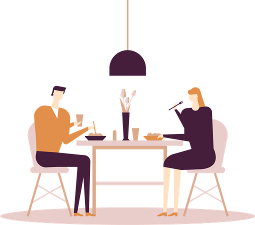 Family having dinner  Illustration