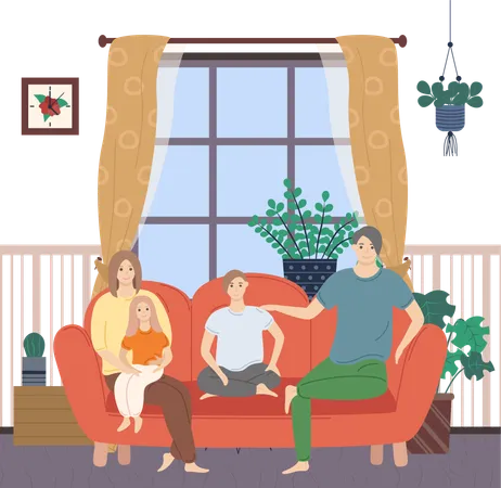 Family is watching movie together  Illustration