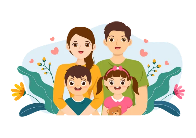 Family love and care  Illustration