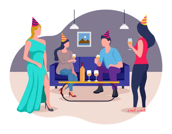 Family members enjoying party  Illustration