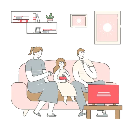 Family Movie Night with Smart Tech  Illustration