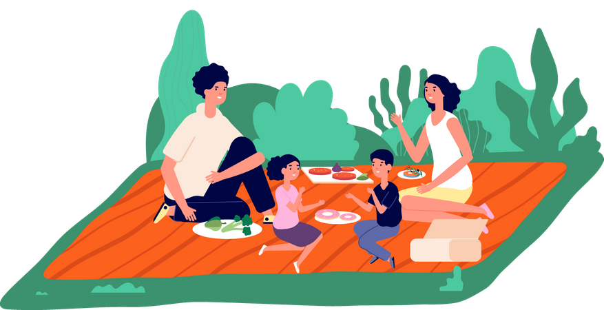 Family Picnic  Illustration