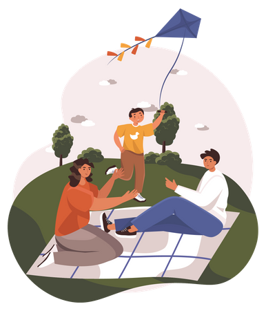 Family picnic in park  Illustration