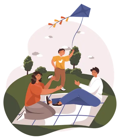 Family picnic in park  Illustration