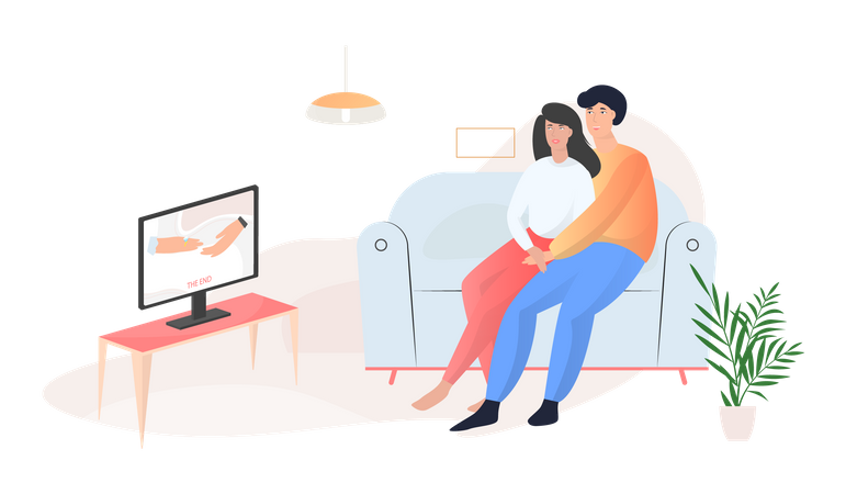 Family relaxing at home  Illustration