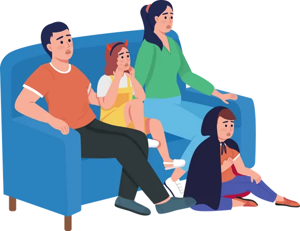 Family watching movie  Illustration