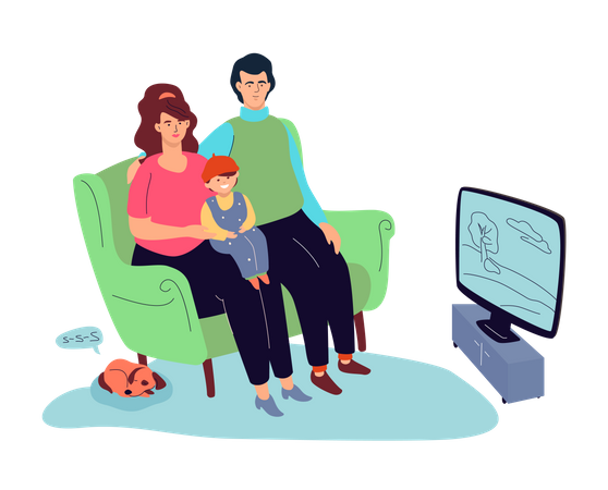 Family watching TV  Illustration