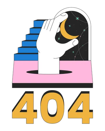 Mensagem flash de erro 404 de noite surreal de fantasia  Ilustração