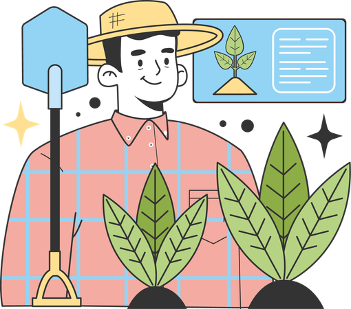 Farmer doing farming and making report  Illustration