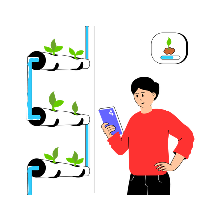 Farmer doing Vertical Farming  Illustration