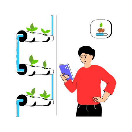 Farmer doing Vertical Farming  Illustration