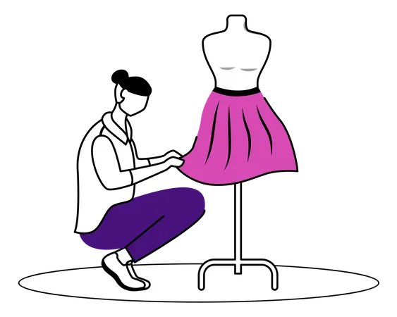 Fashion designer measuring clothes  Illustration