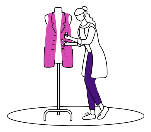 Fashion designer tucking buttons  Illustration