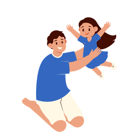 Father and daughter playing  Illustration