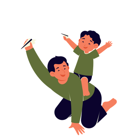 Father and son playing  Illustration