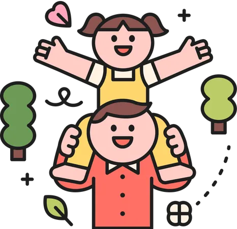 Father carrying daughter  Illustration