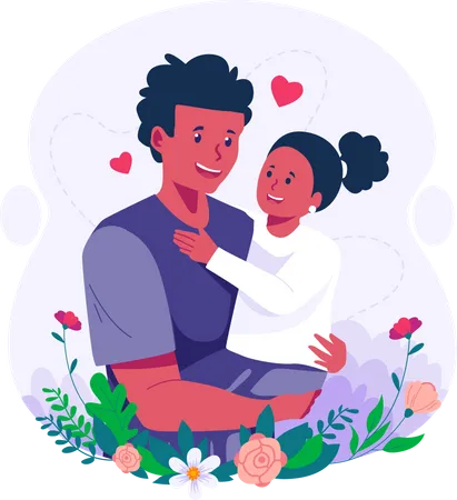 Father holding his daughter with love  Illustration