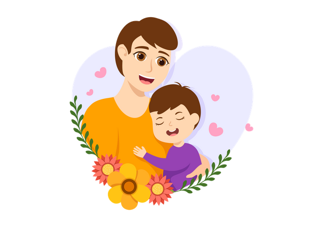 Father holding kid  Illustration