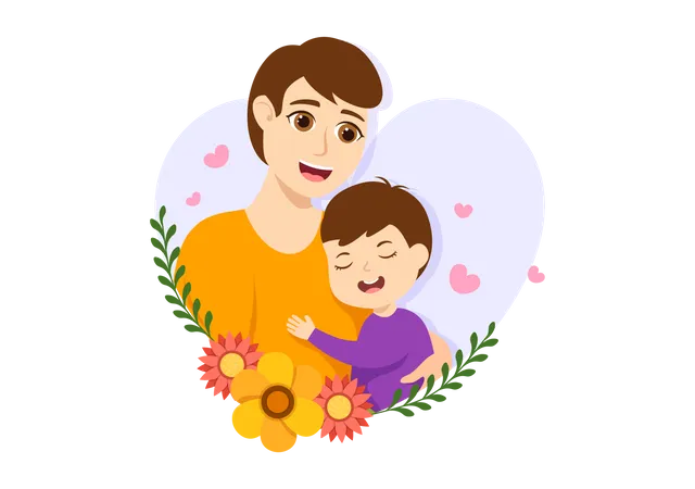 Father holding kid  Illustration