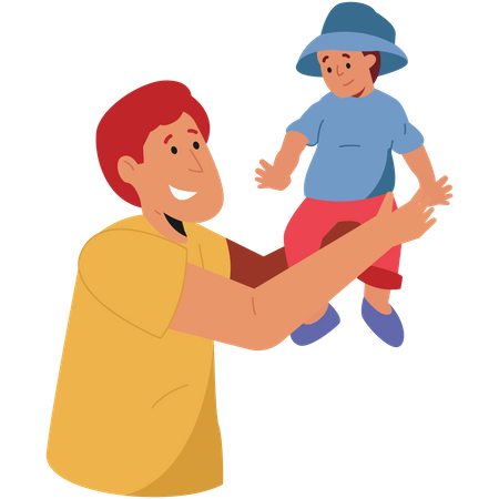 Father Lift the Baby  Illustration