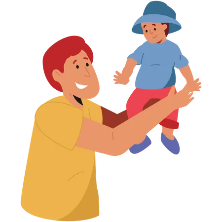 Father Lift the Baby  Illustration