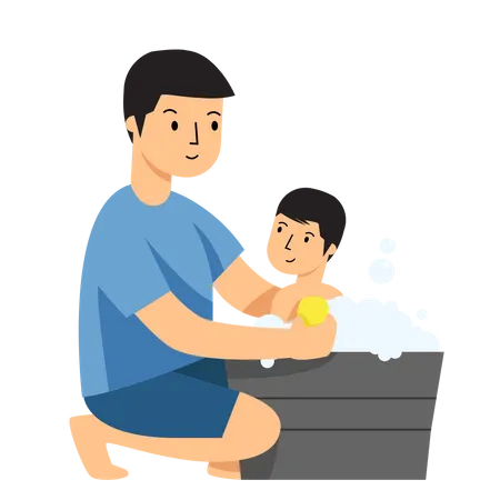 Father Take a Bath  Illustration