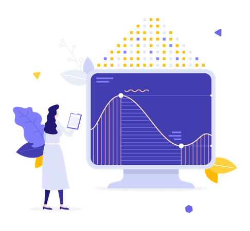 Female analyst doing statistical analysis  Illustration