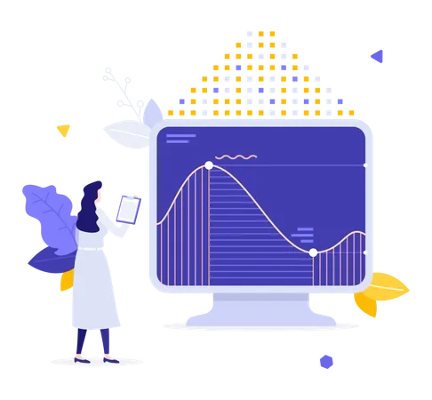 Female analyst doing statistical analysis  Illustration