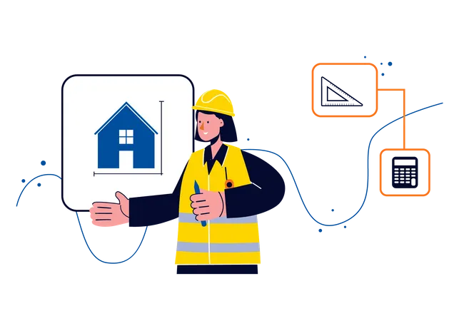 Female architecture explaining home plan  Illustration