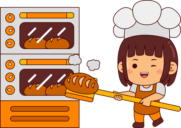 Female Baker making bread  일러스트레이션