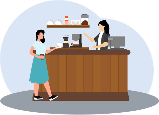 Female barista brewing coffee  Illustration