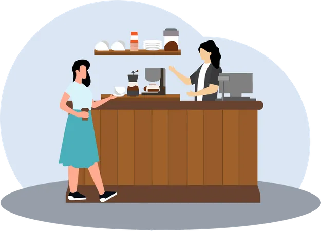 Female barista brewing coffee  Illustration