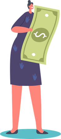 Female Carry Huge Dollar  Illustration