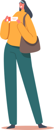 Female Character Holding Medicine Package in Hands  Illustration