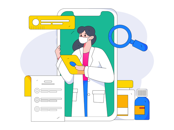 Female doctor giving online medical service  イラスト