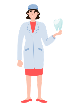 Female doctor holding tooth  Illustration