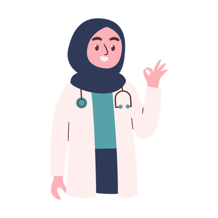 Female Doctor Showing Ok Sign  イラスト