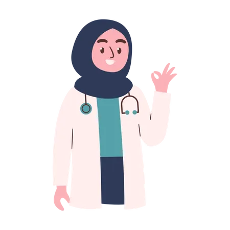 Female Doctor Showing Ok Sign  イラスト