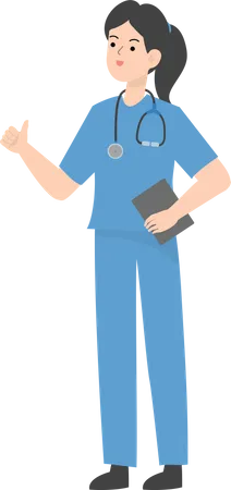 Female Doctor with report showing thumbs up  Illustration