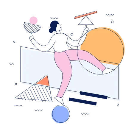 Female doing balance  イラスト