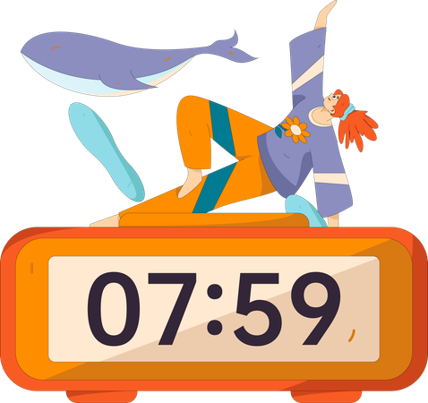 Female Doing Morning Exercise  Illustration