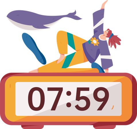 Female Doing Morning Exercise  Illustration