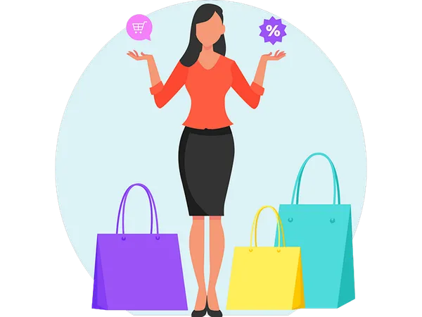 Female doing Shopping during discount  Illustration